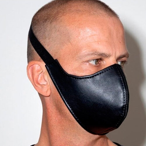Cubrebocas bozal de piel para hombre