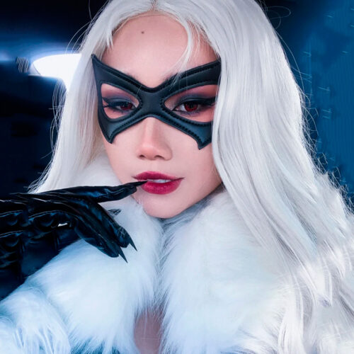 Antifaz de mujer negro gótico fetish cosplay