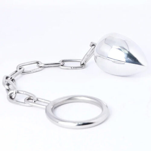 Plug de acero con cadena y cock ring
