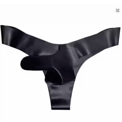 Tanga multicolor de látex para hombre con funda