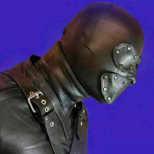 Máscara de cuero para privación sensorial BDSM modelo LMMX