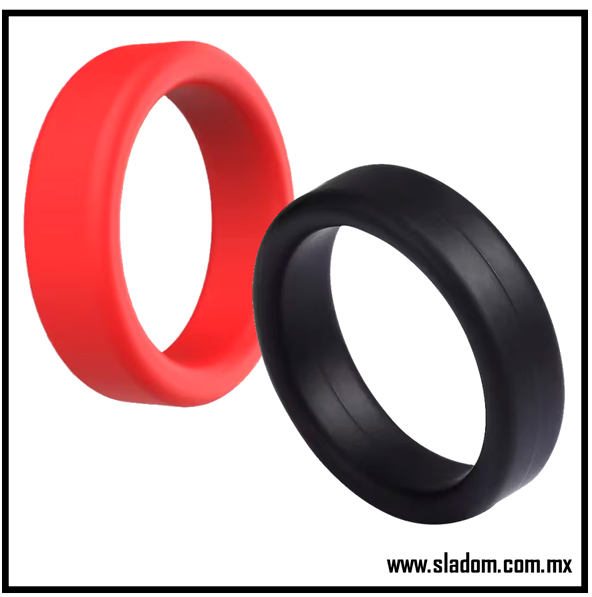 Cock ring de caucho negro / rojo para hombre